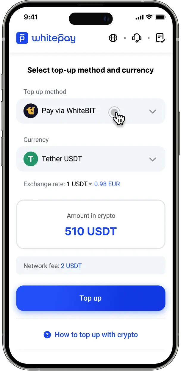 Client chooses a top-up method