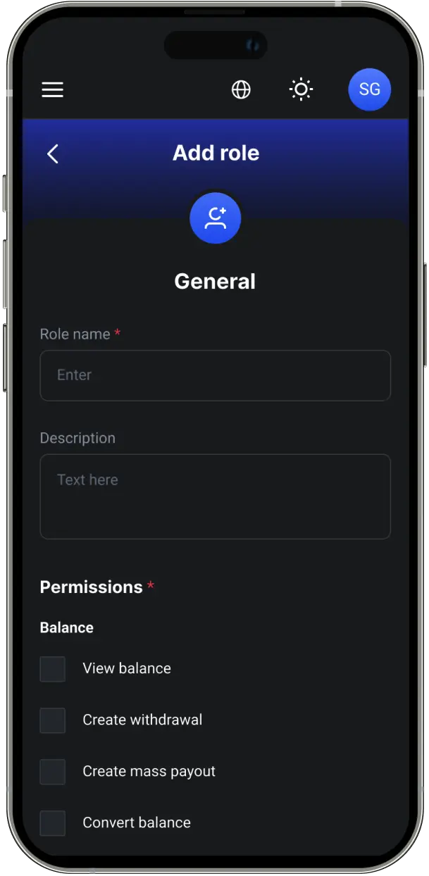 Role name and description
